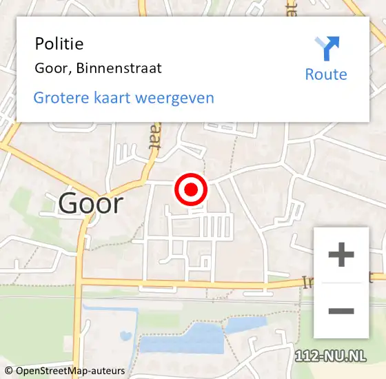 Locatie op kaart van de 112 melding: Politie Goor, Binnenstraat op 4 maart 2023 04:16