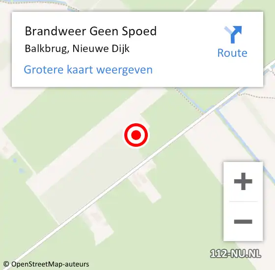 Locatie op kaart van de 112 melding: Brandweer Geen Spoed Naar Balkbrug, Nieuwe Dijk op 4 maart 2023 05:52