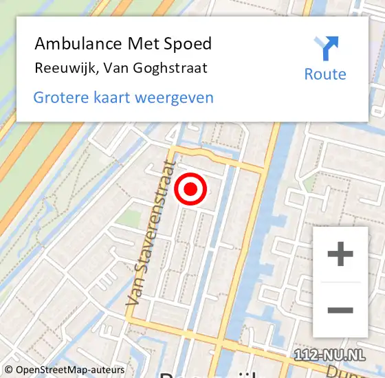 Locatie op kaart van de 112 melding: Ambulance Met Spoed Naar Reeuwijk, Van Goghstraat op 4 maart 2023 06:11