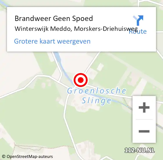 Locatie op kaart van de 112 melding: Brandweer Geen Spoed Naar Winterswijk Meddo, Morskers-Driehuisweg op 17 augustus 2014 18:25