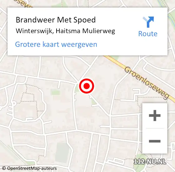 Locatie op kaart van de 112 melding: Brandweer Met Spoed Naar Winterswijk, Haitsma Mulierweg op 4 maart 2023 06:50