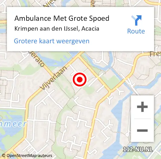 Locatie op kaart van de 112 melding: Ambulance Met Grote Spoed Naar Krimpen aan den IJssel, Acacia op 4 maart 2023 07:35