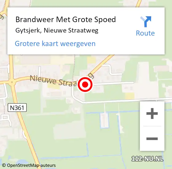 Locatie op kaart van de 112 melding: Brandweer Met Grote Spoed Naar Gytsjerk, Nieuwe Straatweg op 4 maart 2023 08:08