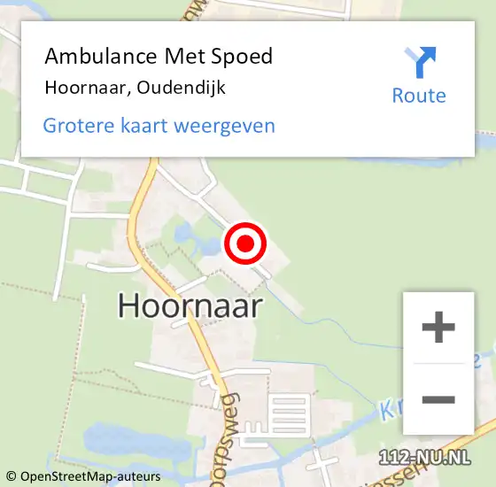 Locatie op kaart van de 112 melding: Ambulance Met Spoed Naar Hoornaar, Oudendijk op 4 maart 2023 08:37