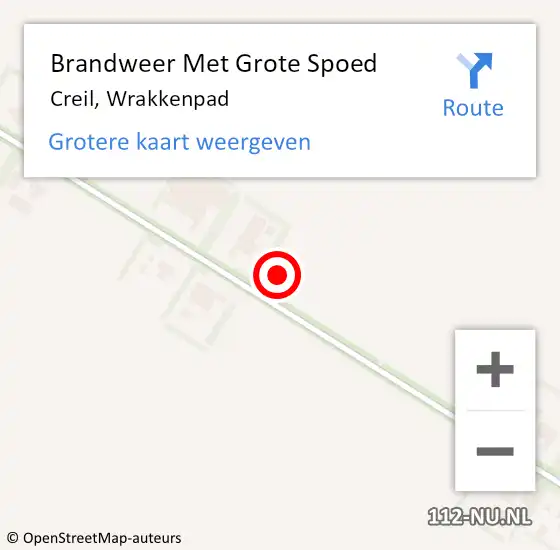 Locatie op kaart van de 112 melding: Brandweer Met Grote Spoed Naar Creil, Wrakkenpad op 4 maart 2023 08:50