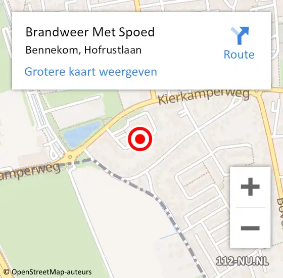 Locatie op kaart van de 112 melding: Brandweer Met Spoed Naar Bennekom, Hofrustlaan op 4 maart 2023 09:04