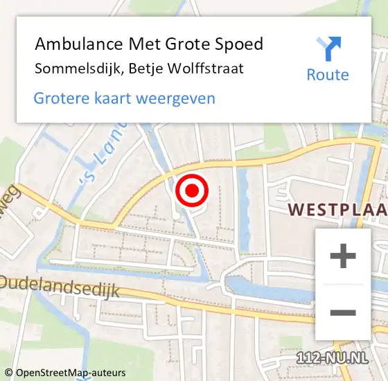 Locatie op kaart van de 112 melding: Ambulance Met Grote Spoed Naar Sommelsdijk, Betje Wolffstraat op 4 maart 2023 09:22