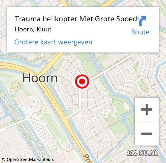 Locatie op kaart van de 112 melding: Trauma helikopter Met Grote Spoed Naar Hoorn, Kluut op 4 maart 2023 09:32