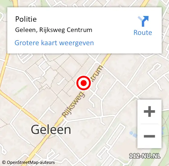 Locatie op kaart van de 112 melding: Politie Geleen, Rijksweg Centrum op 4 maart 2023 09:40