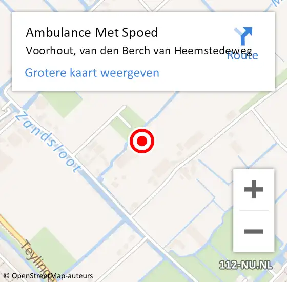 Locatie op kaart van de 112 melding: Ambulance Met Spoed Naar Voorhout, van den Berch van Heemstedeweg op 4 maart 2023 09:47