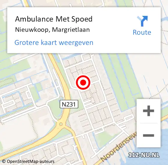 Locatie op kaart van de 112 melding: Ambulance Met Spoed Naar Nieuwkoop, Margrietlaan op 4 maart 2023 09:52