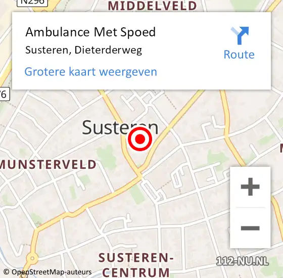 Locatie op kaart van de 112 melding: Ambulance Met Spoed Naar Susteren, Dieterderweg op 4 maart 2023 09:56