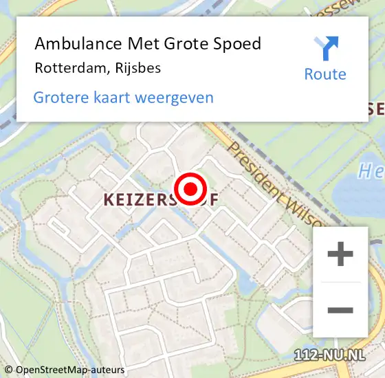 Locatie op kaart van de 112 melding: Ambulance Met Grote Spoed Naar Rotterdam, Rijsbes op 4 maart 2023 10:02