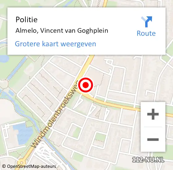 Locatie op kaart van de 112 melding: Politie Almelo, Vincent van Goghplein op 4 maart 2023 10:17