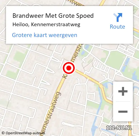 Locatie op kaart van de 112 melding: Brandweer Met Grote Spoed Naar Heiloo, Kennemerstraatweg op 17 augustus 2014 18:47