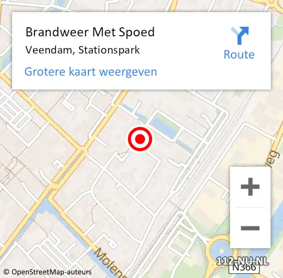 Locatie op kaart van de 112 melding: Brandweer Met Spoed Naar Veendam, Stationspark op 4 maart 2023 10:45