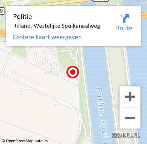 Locatie op kaart van de 112 melding: Politie Rilland, Westelijke Spuikanaalweg op 4 maart 2023 10:50