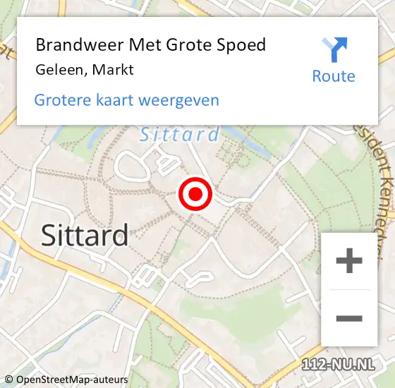 Locatie op kaart van de 112 melding: Brandweer Met Grote Spoed Naar Geleen, Markt op 4 maart 2023 10:50