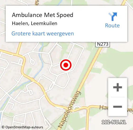 Locatie op kaart van de 112 melding: Ambulance Met Spoed Naar Haelen, Leemkuilen op 4 maart 2023 11:02