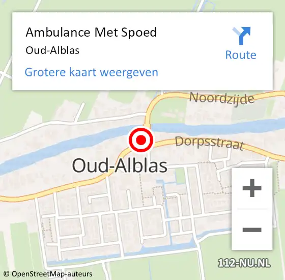 Locatie op kaart van de 112 melding: Ambulance Met Spoed Naar Oud-Alblas op 4 maart 2023 11:04