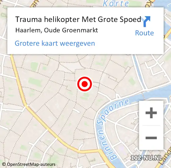 Locatie op kaart van de 112 melding: Trauma helikopter Met Grote Spoed Naar Haarlem, Oude Groenmarkt op 4 maart 2023 11:21