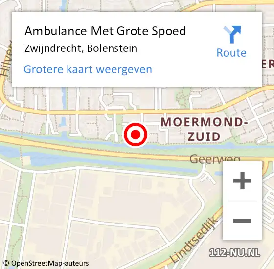 Locatie op kaart van de 112 melding: Ambulance Met Grote Spoed Naar Zwijndrecht, Bolenstein op 4 maart 2023 11:23