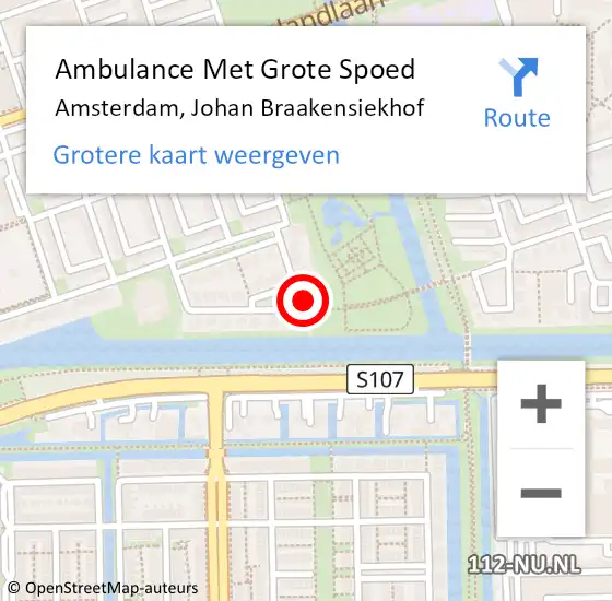 Locatie op kaart van de 112 melding: Ambulance Met Grote Spoed Naar Amsterdam, Johan Braakensiekhof op 4 maart 2023 11:54