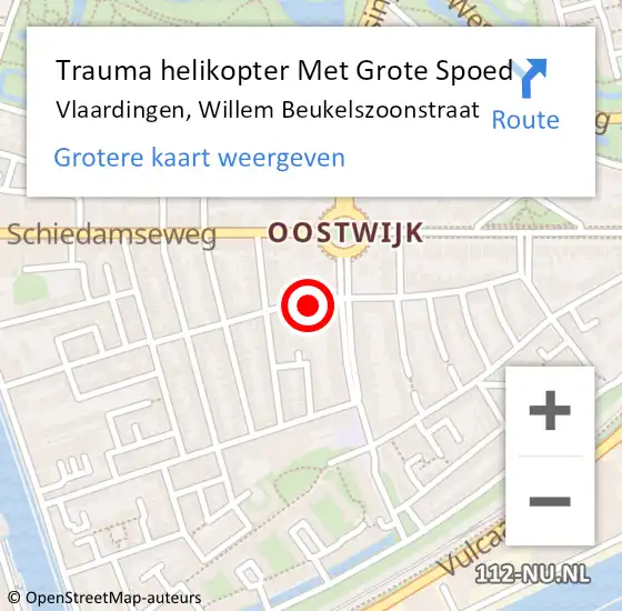 Locatie op kaart van de 112 melding: Trauma helikopter Met Grote Spoed Naar Vlaardingen, Willem Beukelszoonstraat op 4 maart 2023 12:51