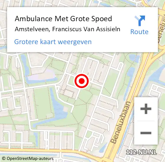 Locatie op kaart van de 112 melding: Ambulance Met Grote Spoed Naar Amstelveen, Franciscus Van Assisieln op 17 augustus 2014 19:02