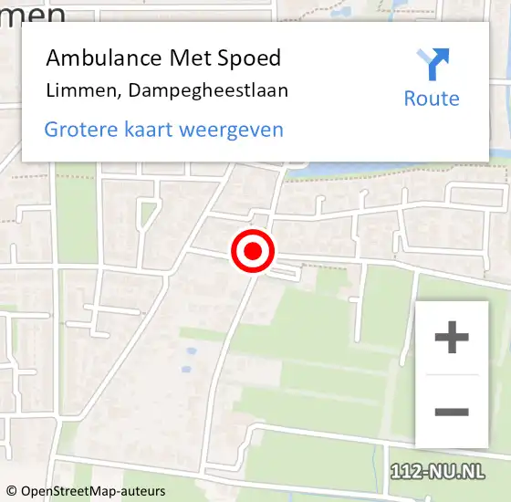 Locatie op kaart van de 112 melding: Ambulance Met Spoed Naar Limmen, Dampegheestlaan op 4 maart 2023 13:08