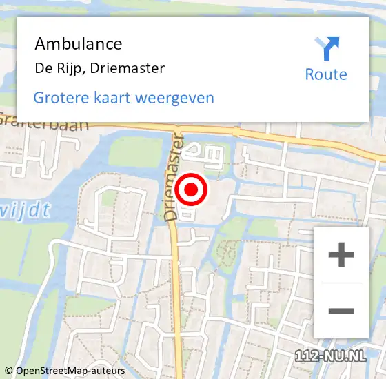 Locatie op kaart van de 112 melding: Ambulance De Rijp, Driemaster op 4 maart 2023 13:41