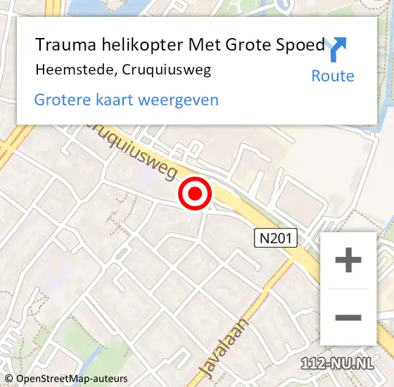 Locatie op kaart van de 112 melding: Trauma helikopter Met Grote Spoed Naar Heemstede, Cruquiusweg op 4 maart 2023 15:43