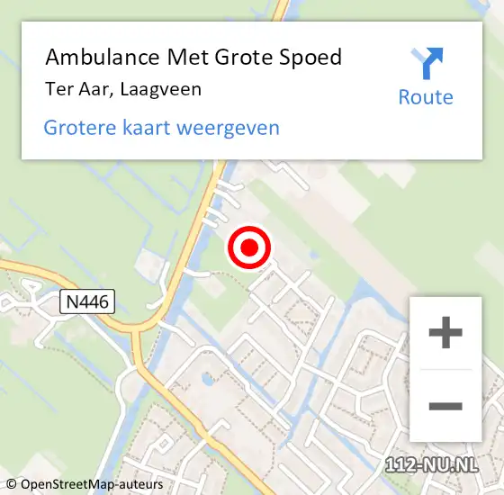 Locatie op kaart van de 112 melding: Ambulance Met Grote Spoed Naar Ter Aar, Laagveen op 17 augustus 2014 19:25