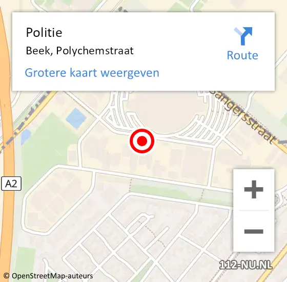 Locatie op kaart van de 112 melding: Politie Beek, Polychemstraat op 4 maart 2023 16:41