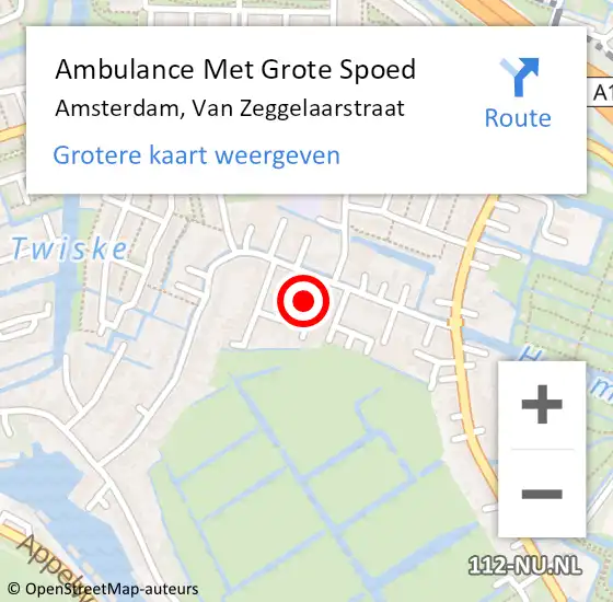 Locatie op kaart van de 112 melding: Ambulance Met Grote Spoed Naar Amsterdam, Van Zeggelaarstraat op 4 maart 2023 16:45