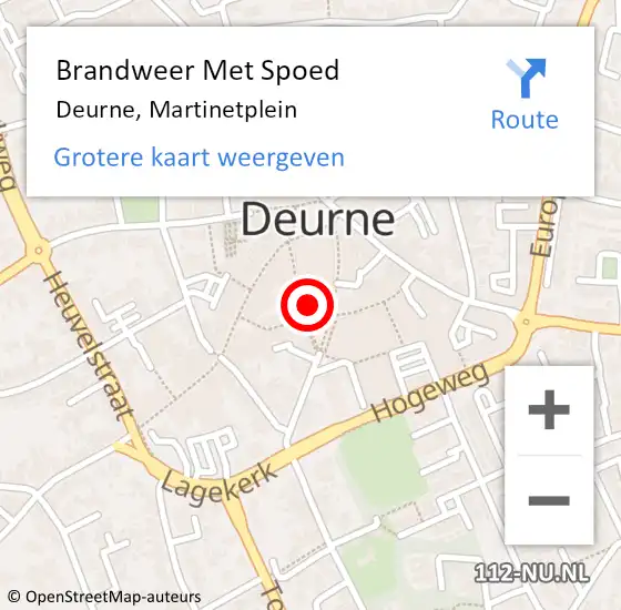 Locatie op kaart van de 112 melding: Brandweer Met Spoed Naar Deurne, Martinetplein op 4 maart 2023 16:46