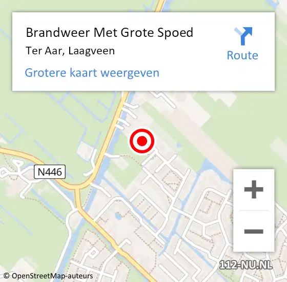 Locatie op kaart van de 112 melding: Brandweer Met Grote Spoed Naar Ter Aar, Laagveen op 17 augustus 2014 19:32