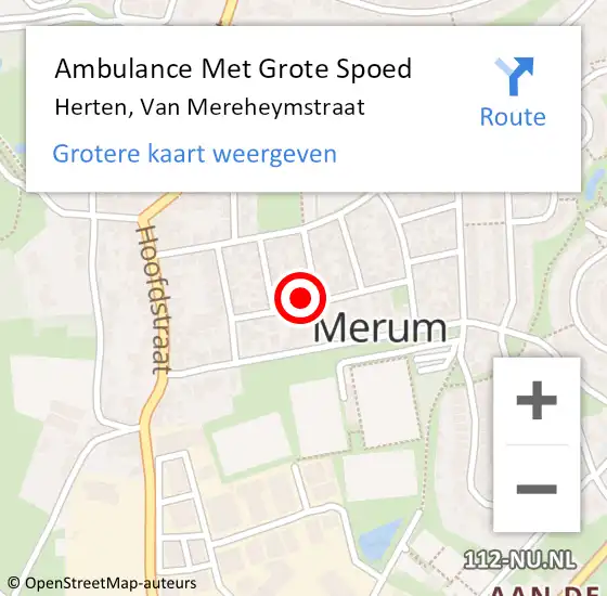 Locatie op kaart van de 112 melding: Ambulance Met Grote Spoed Naar Herten, Van Mereheymstraat op 4 maart 2023 16:59