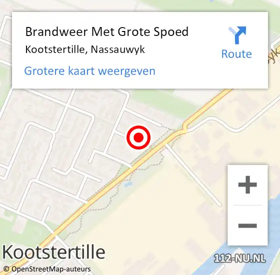 Locatie op kaart van de 112 melding: Brandweer Met Grote Spoed Naar Kootstertille, Nassauwyk op 4 maart 2023 17:08