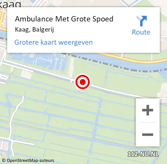 Locatie op kaart van de 112 melding: Ambulance Met Grote Spoed Naar Kaag, Balgerij op 17 augustus 2014 19:35