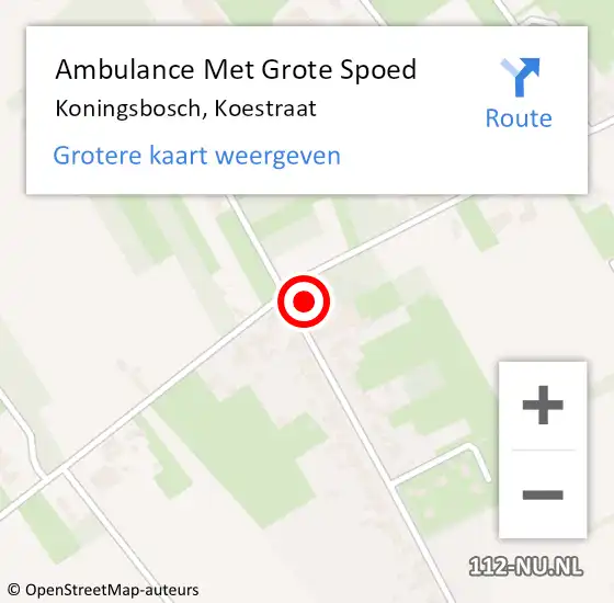 Locatie op kaart van de 112 melding: Ambulance Met Grote Spoed Naar Koningsbosch, Koestraat op 17 augustus 2014 19:36