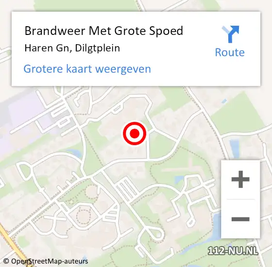 Locatie op kaart van de 112 melding: Brandweer Met Grote Spoed Naar Haren Gn, Dilgtplein op 4 maart 2023 17:36