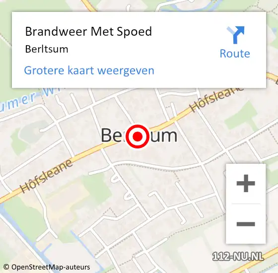 Locatie op kaart van de 112 melding: Brandweer Met Spoed Naar Berltsum op 4 maart 2023 17:46