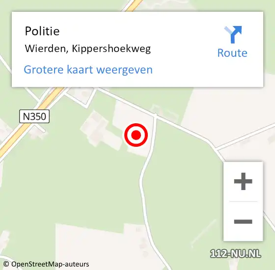 Locatie op kaart van de 112 melding: Politie Wierden, Kippershoekweg op 4 maart 2023 17:50