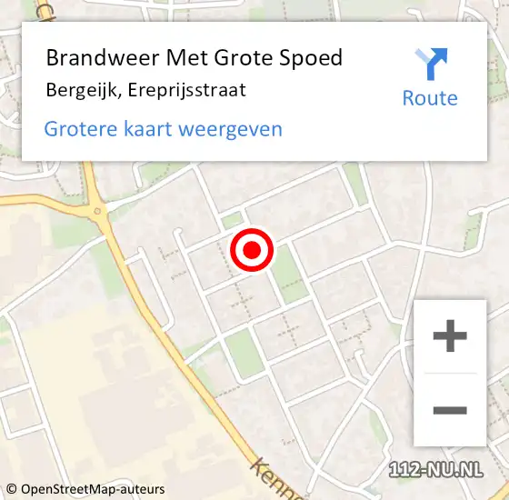 Locatie op kaart van de 112 melding: Brandweer Met Grote Spoed Naar Bergeijk, Ereprijsstraat op 4 maart 2023 17:56