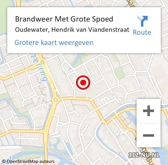 Locatie op kaart van de 112 melding: Brandweer Met Grote Spoed Naar Oudewater, Hendrik van Viandenstraat op 4 maart 2023 18:32