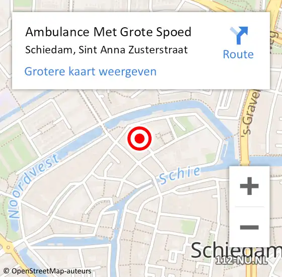 Locatie op kaart van de 112 melding: Ambulance Met Grote Spoed Naar Schiedam, Sint Anna Zusterstraat op 4 maart 2023 18:40