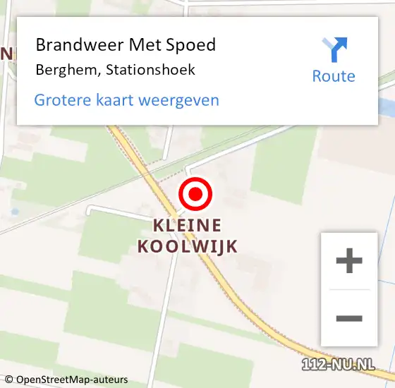 Locatie op kaart van de 112 melding: Brandweer Met Spoed Naar Berghem, Stationshoek op 4 maart 2023 19:01