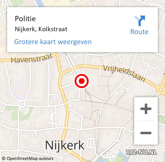 Locatie op kaart van de 112 melding: Politie Nijkerk, Kolkstraat op 4 maart 2023 19:10