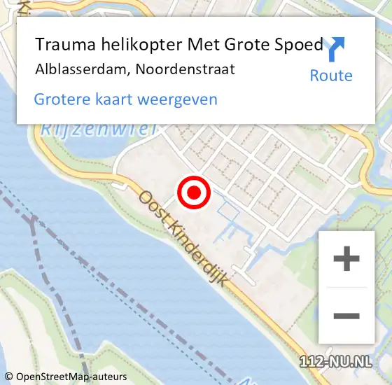 Locatie op kaart van de 112 melding: Trauma helikopter Met Grote Spoed Naar Alblasserdam, Noordenstraat op 4 maart 2023 19:47